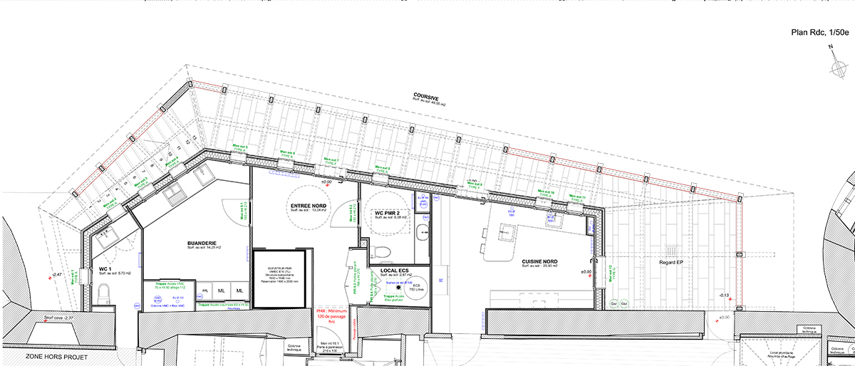 Plan de masse extension Nord - Château de Polagnat - Triagonal Architectures